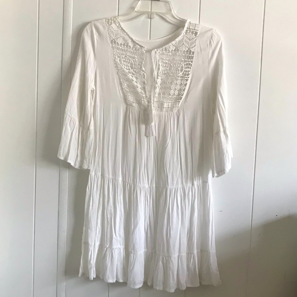 White boho indie bohemian summer beach dress